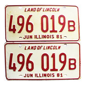 1981 Illinois Truck License Plates Pair #496019B