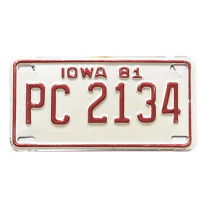1981 Iowa Motorcycle License Plate #PC2134
