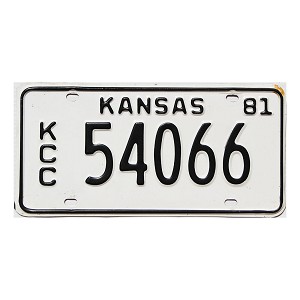 1981 Kansas Corporation Commission License Plate #54066