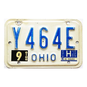 1981 Ohio Motorcycle License Plate #Y464E