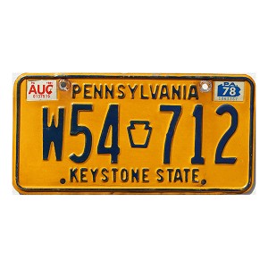 1981 Pennsylvania License Plate #W54712