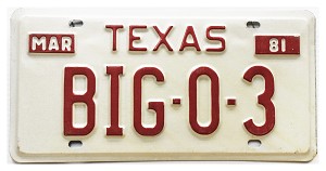 1981 Texas Vanity License Plate #BIG03