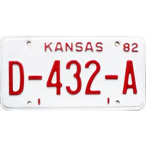 1982 Kansas Dealer License Plate #D432A