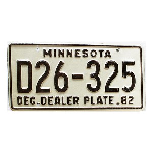 1982 Minnesota Dealer License Plate #D26325