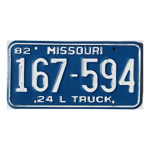 1982 Missouri Truck License Plate #167594