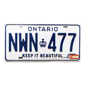 1982 Ontario License Plate #NWN477