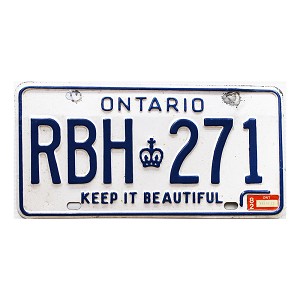 1982 Ontario License Plate #RBH271