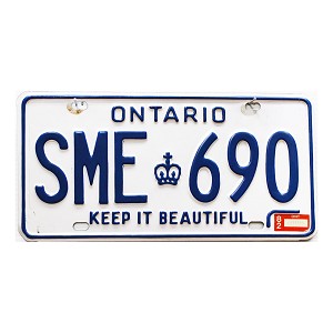 1982 Ontario License Plate #SME690