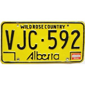 1983 Alberta License Plate #VJC592
