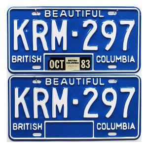 1983 British Columbia License Plates Pair #KRM297