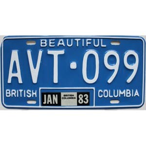 1983 British Columbia License Plate #AVT099