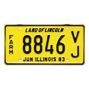 1983 Illinois Farm License Plate #8646VJ