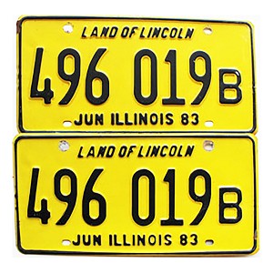 1983 Illinois Truck License Plates Pair #496019B