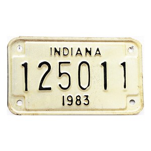 1983 Indiana Motorcycle License Plate #125011