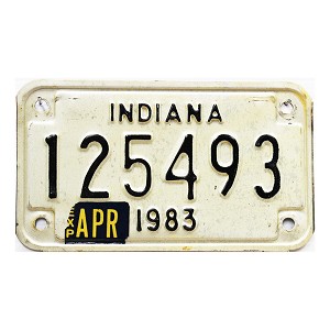 1983 Indiana Motorcycle License Plate #125493