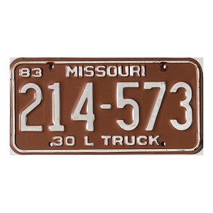 1983 Missouri Truck License Plate #214573