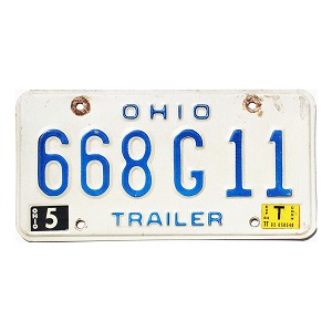 1983 Ohio Trailer License Plate #668G11