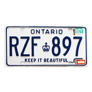 1983 Ontario License Plate #RZF897