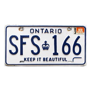 1983 Ontario License Plate #SFS166
