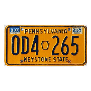 1983 Pennsylvania License Plate #0D4265