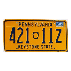 1983 Pennsylvania License Plate #42111Z