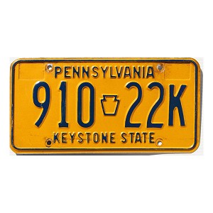 1983 Pennsylvania License Plate #91022K