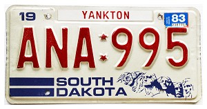 1983 South Dakota License Plate #ANA995