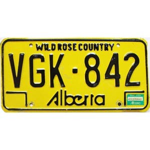 1984 Alberta License Plate #VGK842