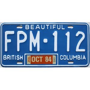 1984 British Columbia License Plate #FPM112