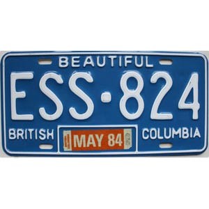 1984 British Columbia License Plate #ESS824