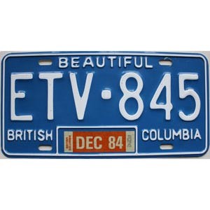 1984 British Columbia License Plate #ETV845