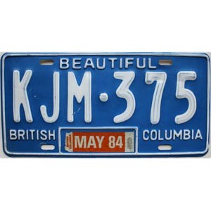 1984 British Columbia License Plate #KJM375