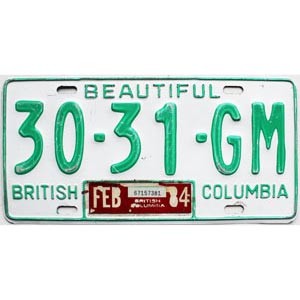 1984 British Columbia Truck License Plate #3031GM