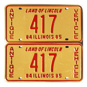 1984 Illinois Antique Vehicle License Plates Pair #417