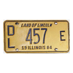 1984 Illinois Dealer License Plate #457E