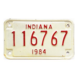 1984 Indiana Motorcycle License Plate #116767