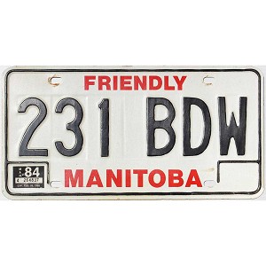 1984 Manitoba License Plate #231BDW