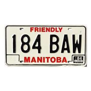 1984 Manitoba License Plate #184BAW