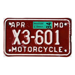 1984 Missouri Motorcycle License Plate #X3601