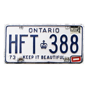 1984 Ontario License Plate #HFT388
