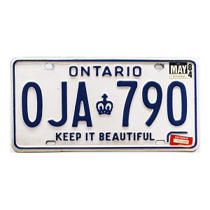 1984 Ontario License Plate #OJA790