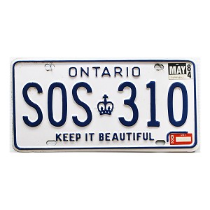 1984 Ontario License Plate #SOS310