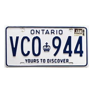 1984 Ontario License Plate #VCO944