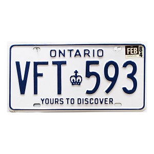 1984 Ontario License Plate #VFT593