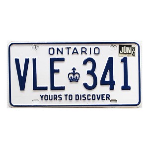 1984 Ontario License Plate #VLE341