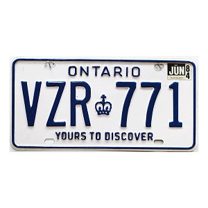 1984 Ontario License Plate #VZR771