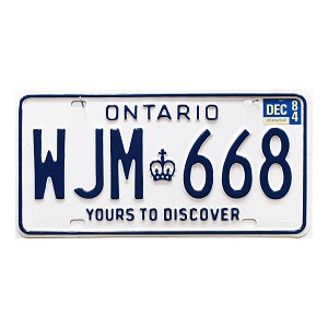1984 Ontario License Plate #WJM668