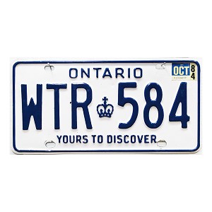1984 Ontario License Plate #WTR584