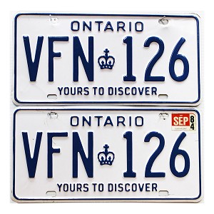 1984 Ontario License Plates Pair #VFN126