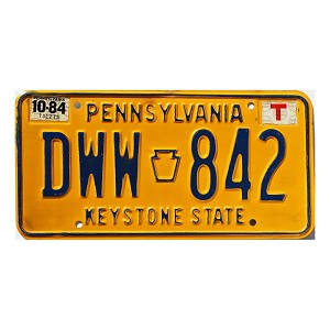 1984 Pennsylvania License Plate #DWW842